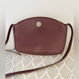Anne Klein Burgundy & Gold Structured Crossbody Bag